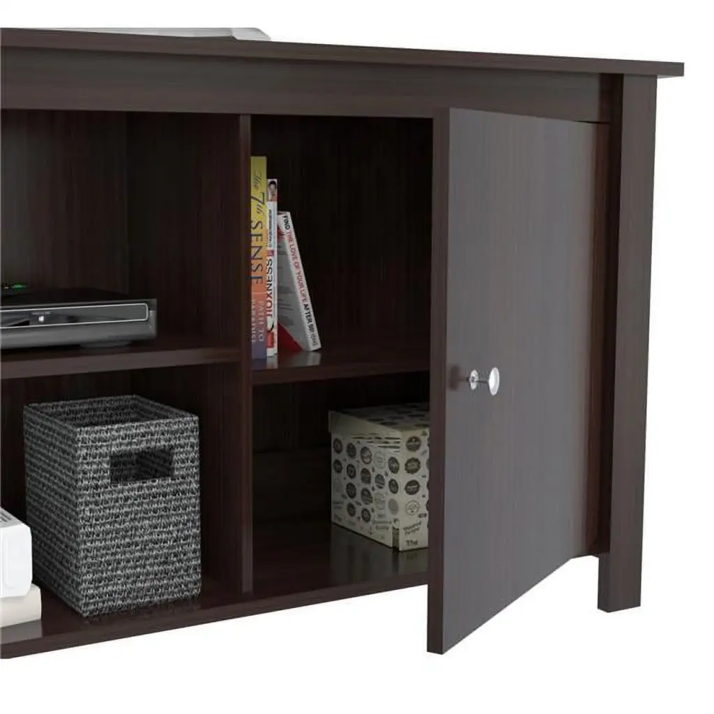 HomeRoots 60 Inch TV Stand Melamine Engineered Wood Living Room