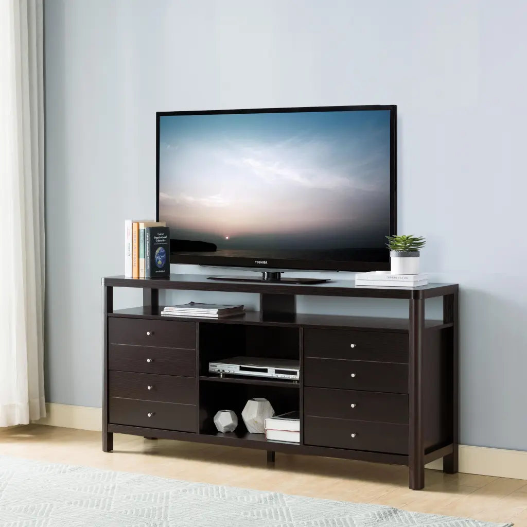 Home Entertainment Stand TV Stand 4 Storage Drawers id international- inc.