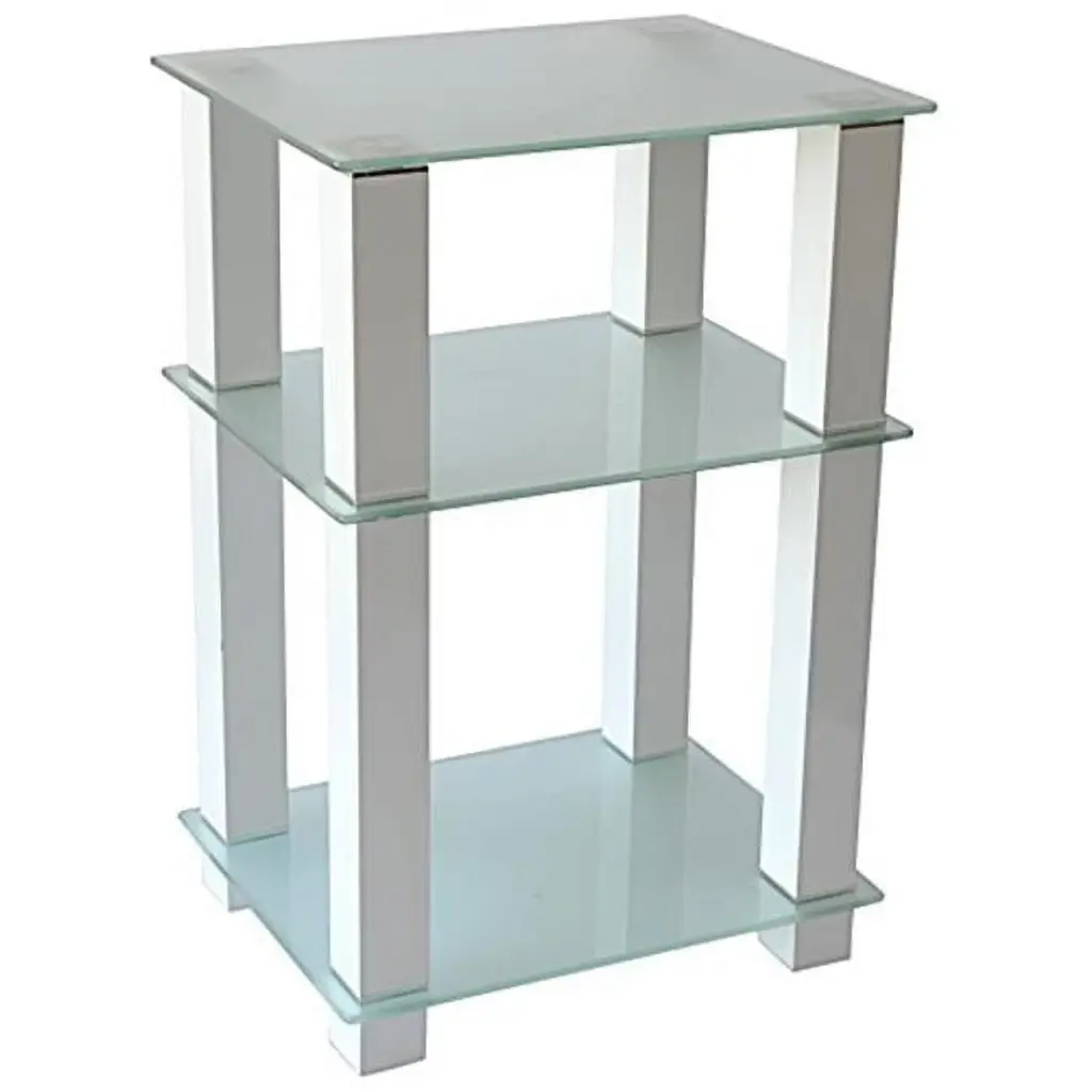 RTA Home Office TVM-005W Extra Tall Glass White LCD Plasma TV Stand Utility Table or End Table Magic Plastics
