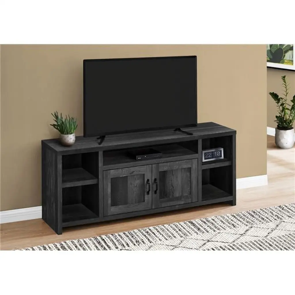 Monarch Specialties Reclaimed Wood-Look 60 Inch TV Stand Black