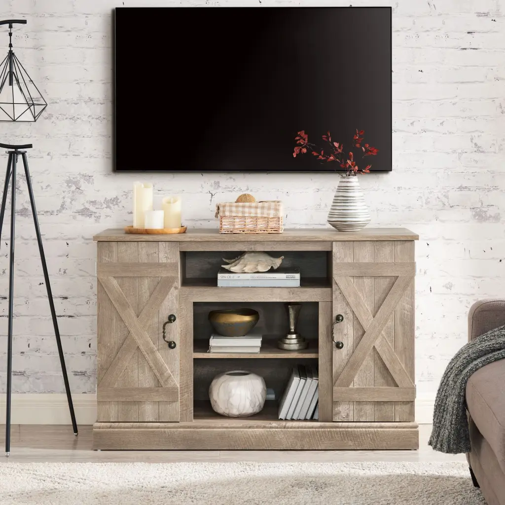 Farmhouse Classic Ashland Pine TV Stand Antique Entertainment Console TV up to 50 Inch Storage OMCCHK