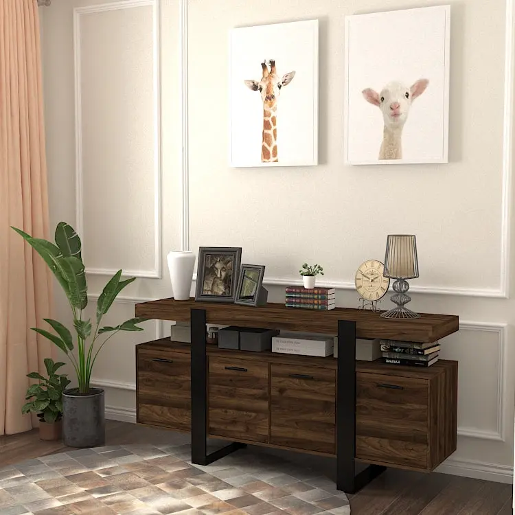 Modern TV Stand Storage Cabinets 75 Inch TV Wood TV Entertainment Center q-s furniture