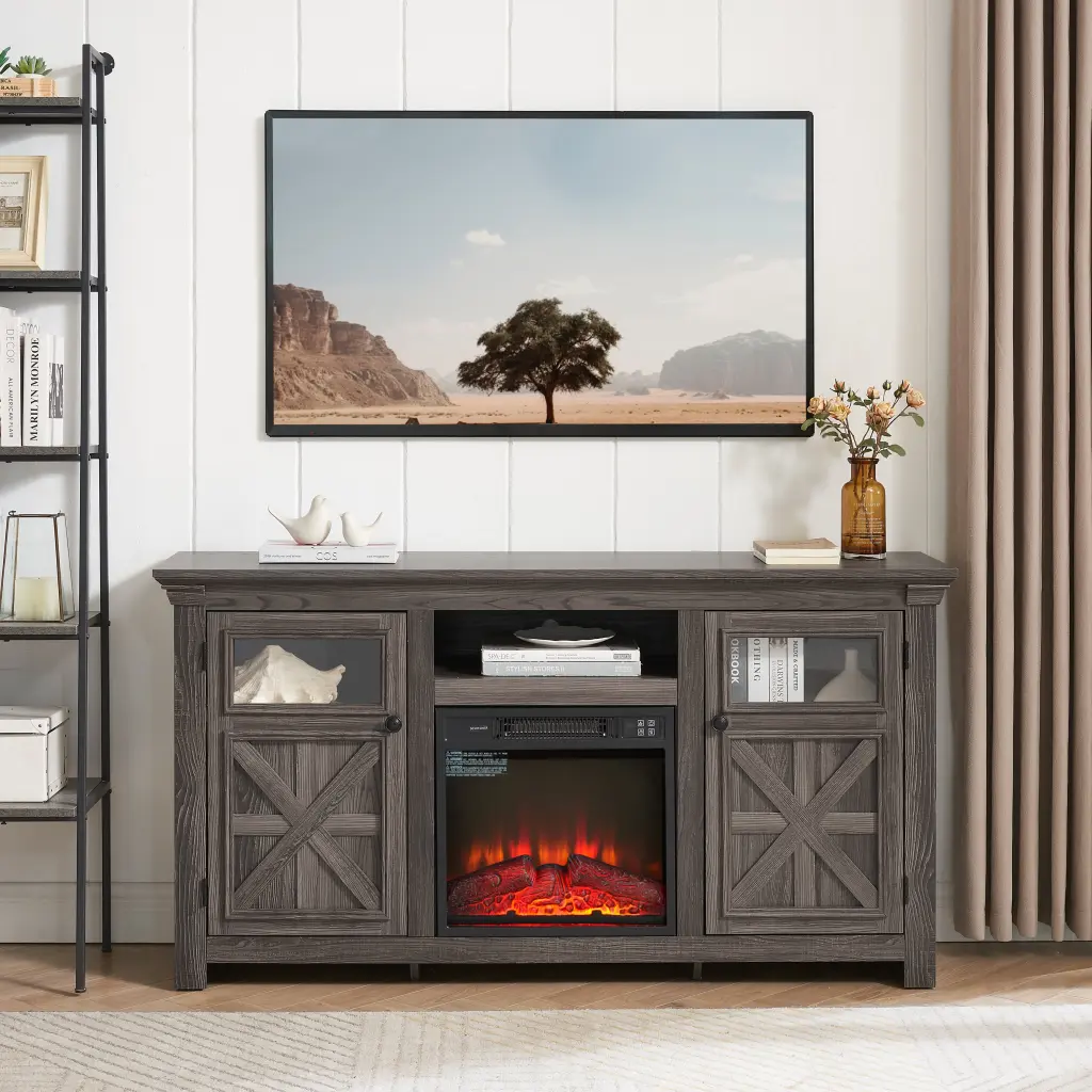 Farmhouse TV Stand Barn Design 2 Doors Cabinet rnb