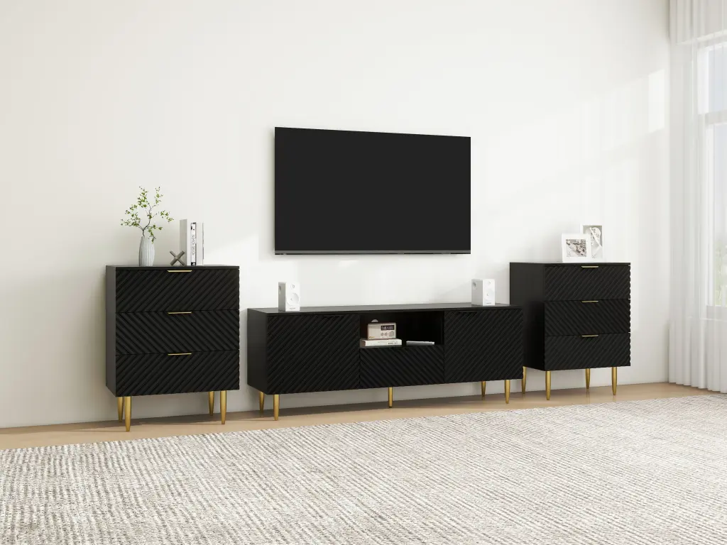 TV Stand Solid Iron Feet Modern Console Table Living Room rnb