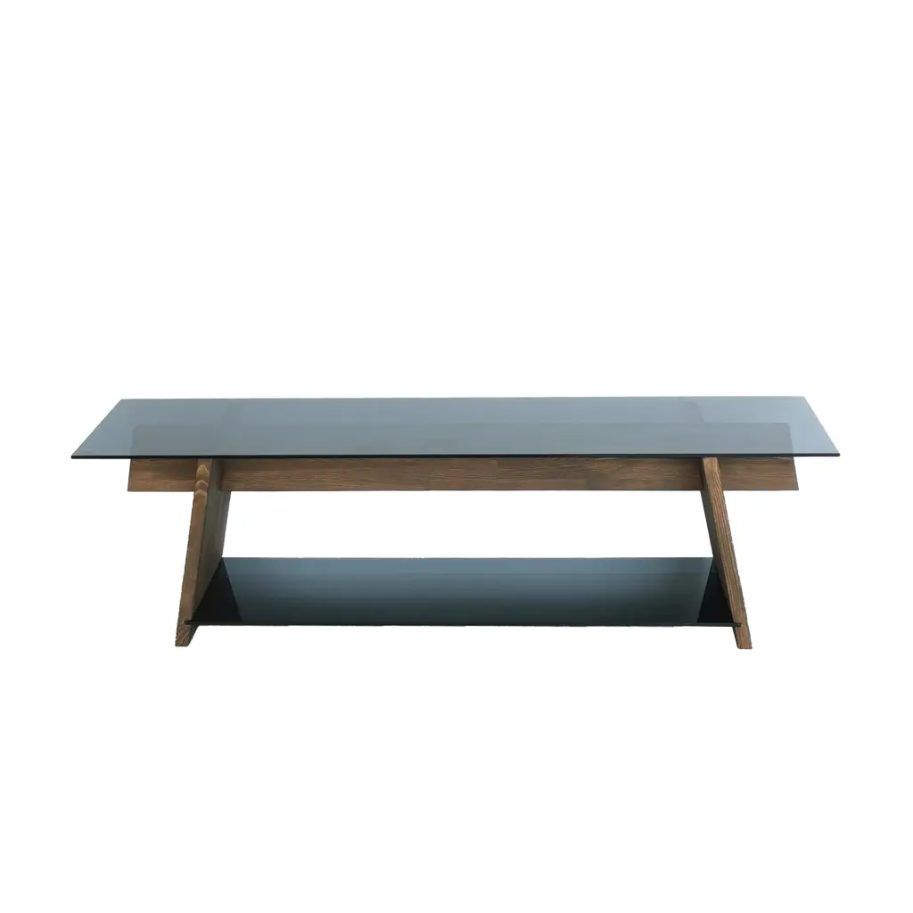 62 Inch Modern Tempered Crystal Rectangular Top TV Console Stand Timber royal hampton