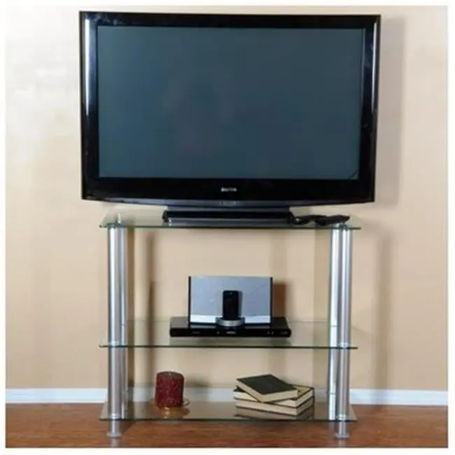 RTA Home and Office 35 Inch Extra Tall Glass and Aluminum LCD Plasma TV Stand