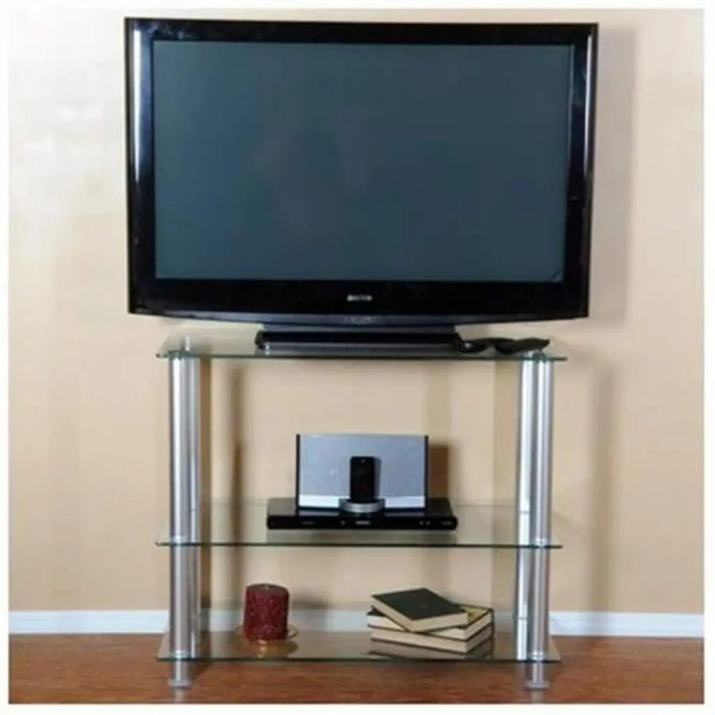 RTA Home and Office TVM-002 35 Inch Extra Tall Glass and Aluminum TV Stand
