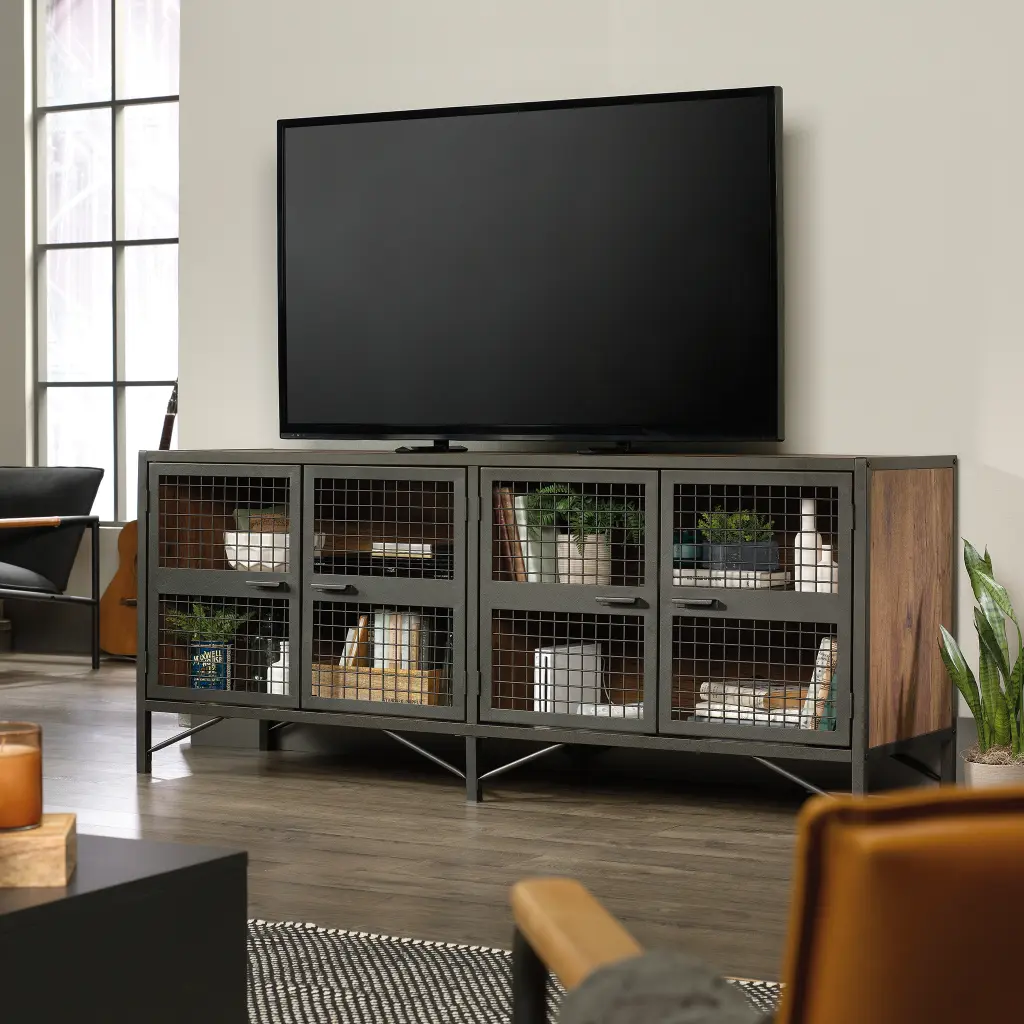 Sauder Boulevard Café TV Stand TVs up to 60 Inches Black Finish
