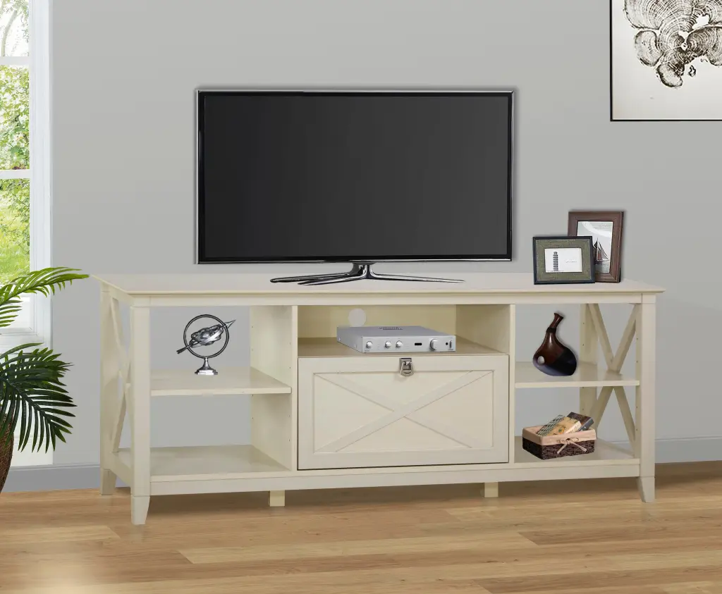 Stylish Antique White TV Stand Media Console Storage Elegant Design singularity