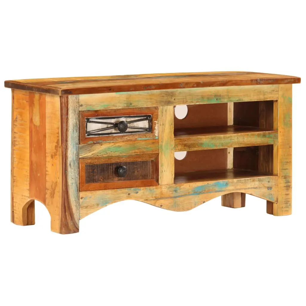 TV Stand 31.5x11.8x15.7 Inches Solid Reclaimed Wood Rustic Entertainment Center