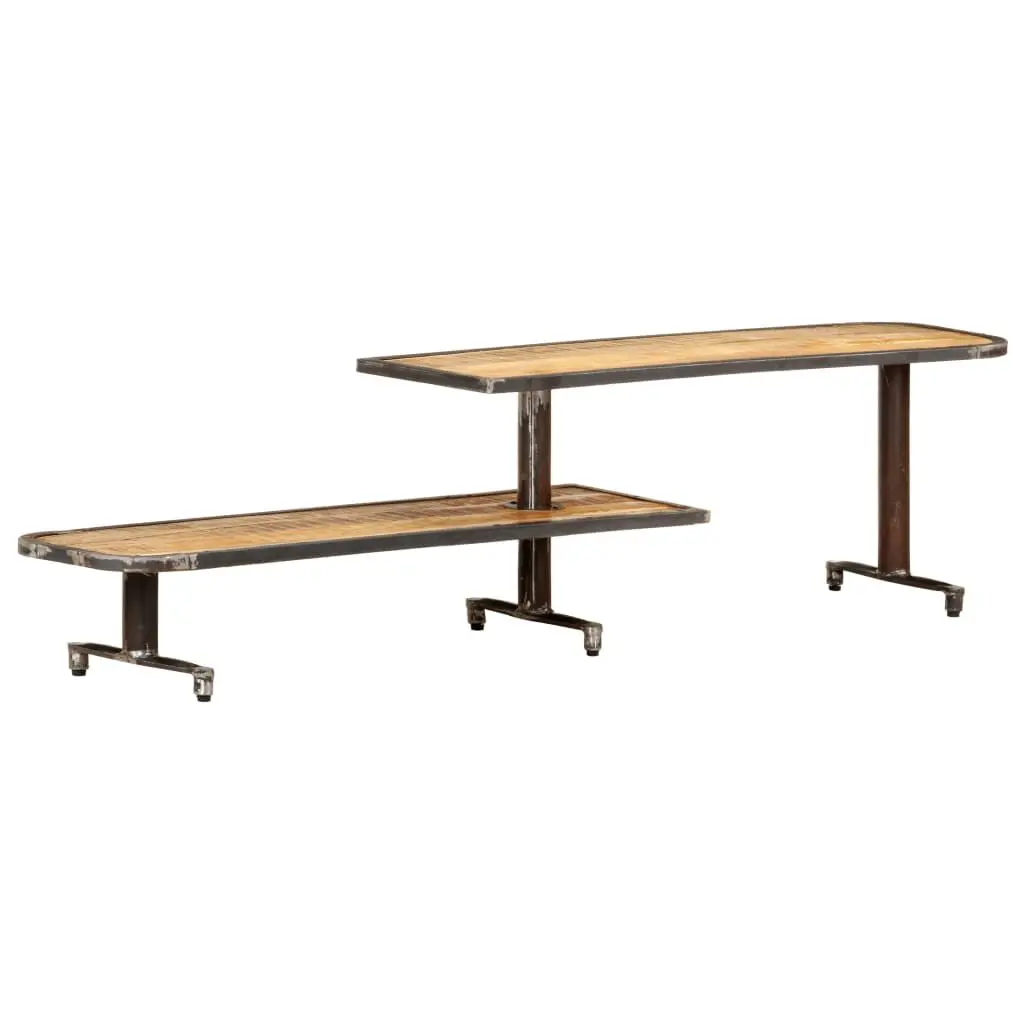 TV Stand 63x11.8x15.7 Inches Extra Wide Solid Mango Wood Entertainment Center