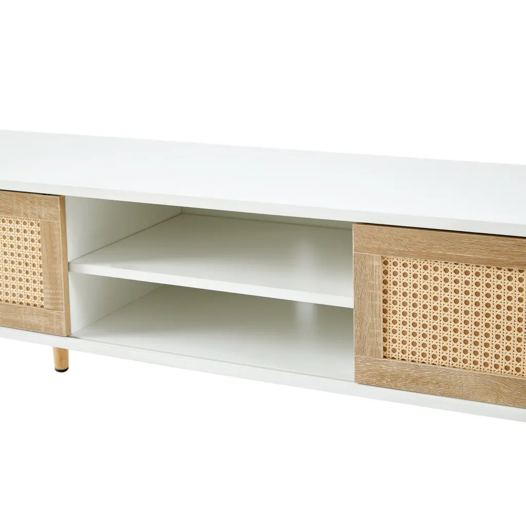 55.12 Inch Rattan TV Cabinet Double Sliding Doors Customizable Storage sya furniture