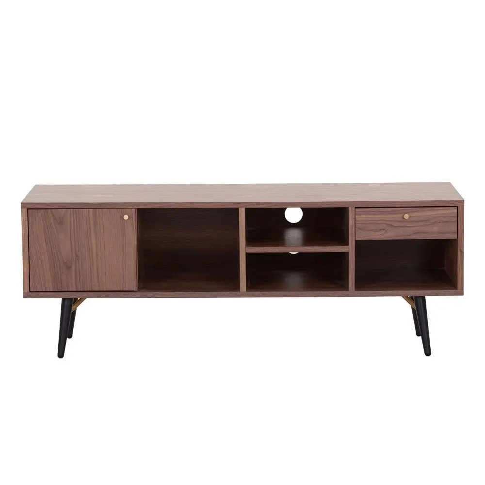 Tcbosik Modern 54 Inch Low Profile Walnut Media Console TV Stand Drawer