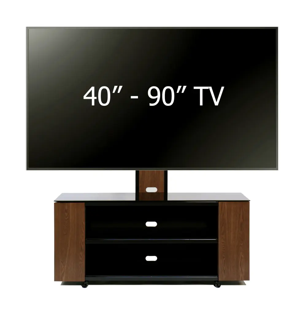 Versatile TV Stand Mount Up to 90 TV Dark Manchrian Ash Black Multimedia Storage Cabinet Transdeco International