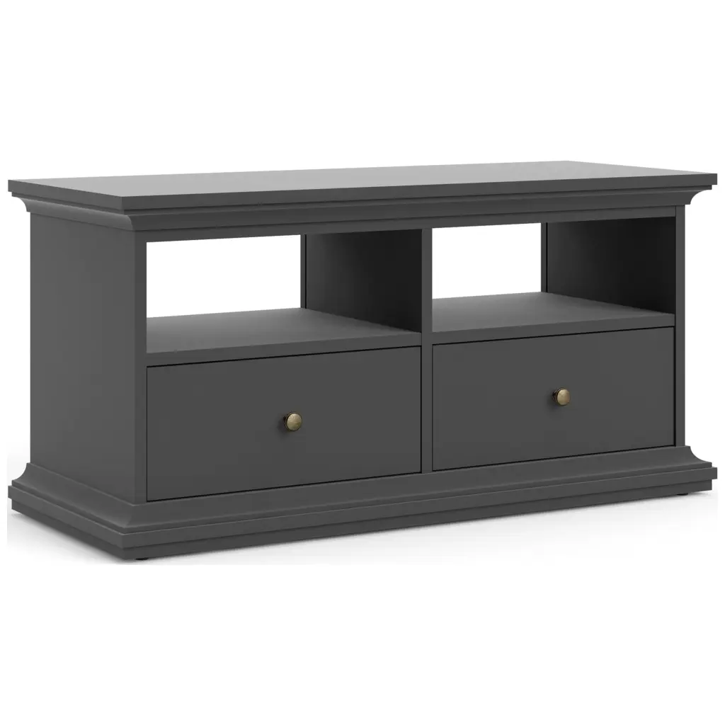 Maison Park 2 Drawer TV Stand 2 Shelves Black Lead Color Tvilum