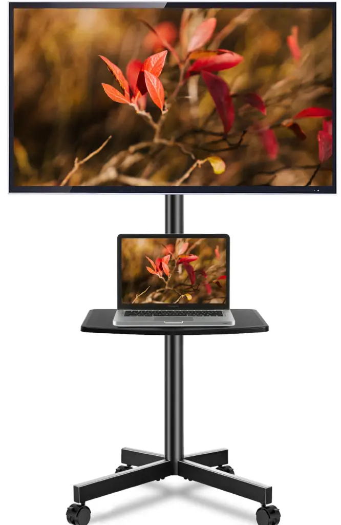 TVON Modern Rolling TV Stand Mobile TV Cart 32-60 Inch Flat Panel TVs Black