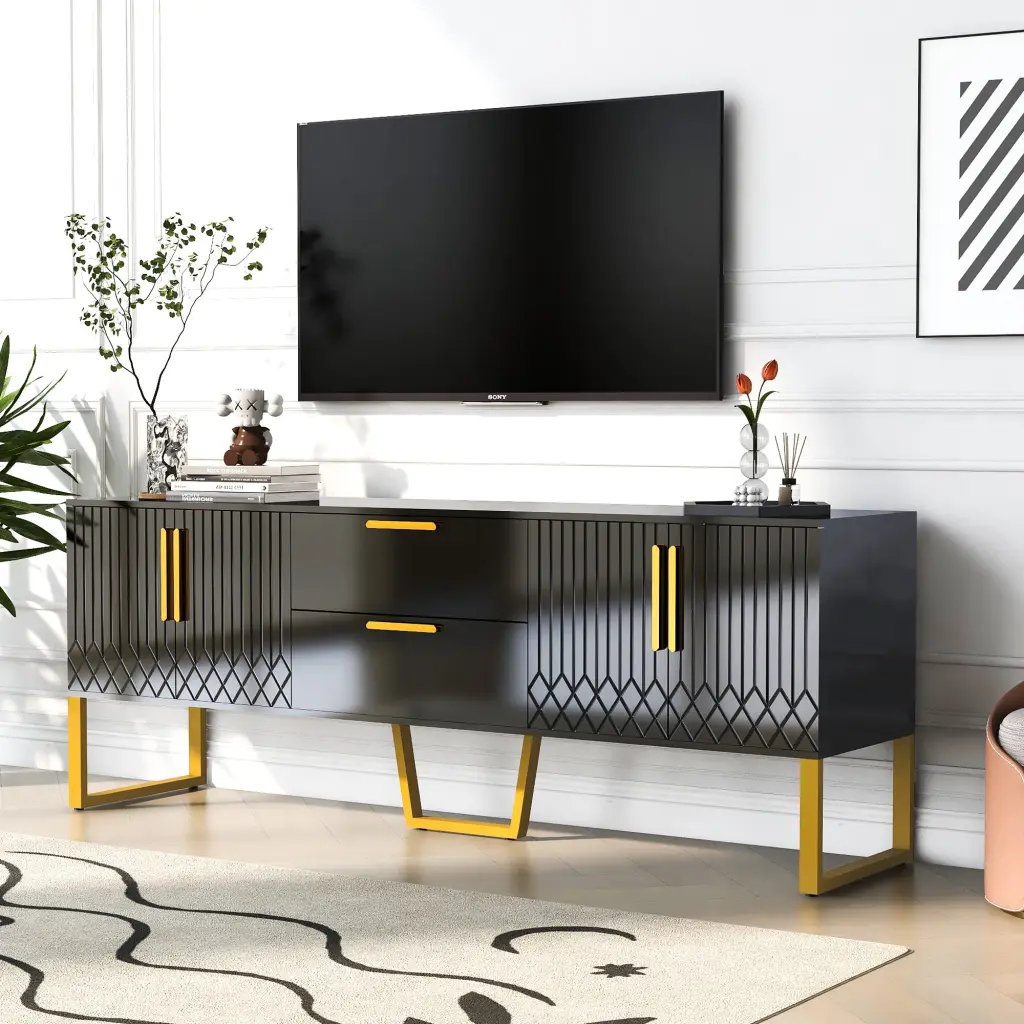 Modern TV Stand 75 Inch TVs Storage Cabinet Drawers Living Room Furniture u-can