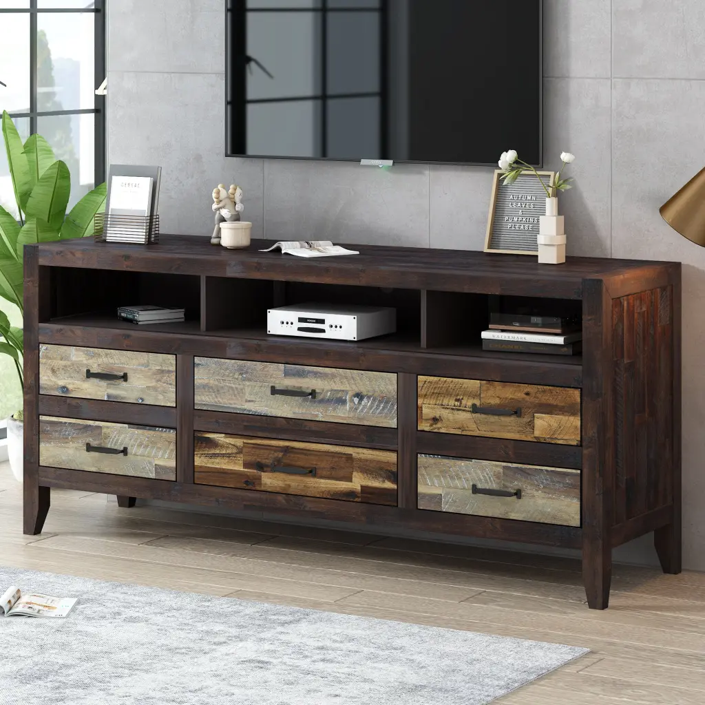 Retro Distressed Timber TV Stand TVs Up to 65 Inches u-can