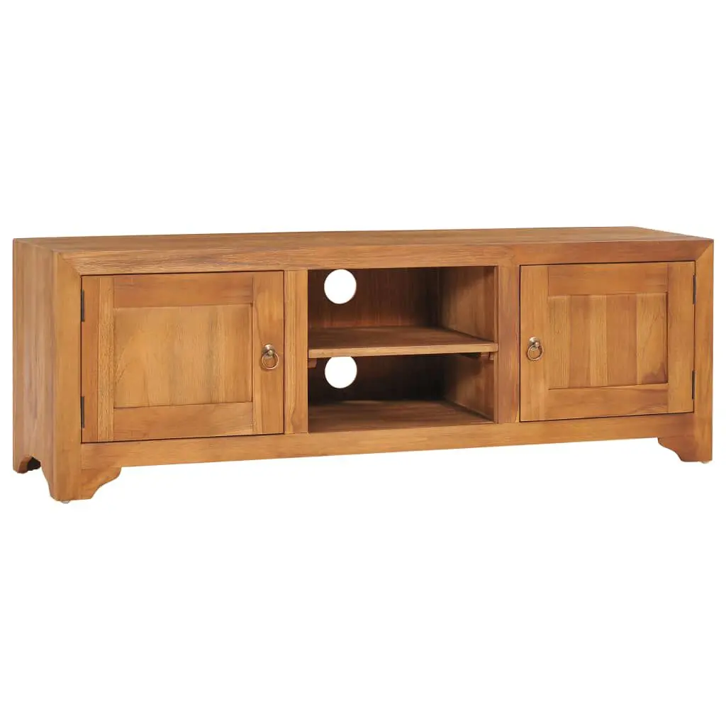 TV Unit 45.3x11.8x15.7 Inches Solid Teak Wood Media Console