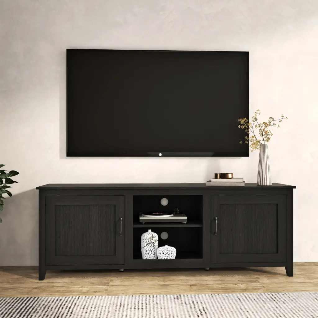 TV Stand Storage Media Console Entertainment Center Doors Traditional Black Living Room Furniture unknown
