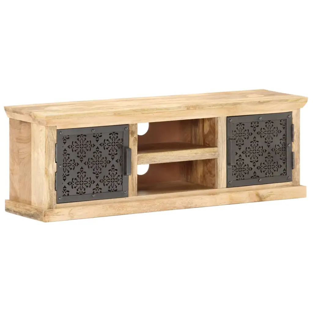 47.2 Inch Solid Mango Wood TV Stand Steel Doors vidaXL