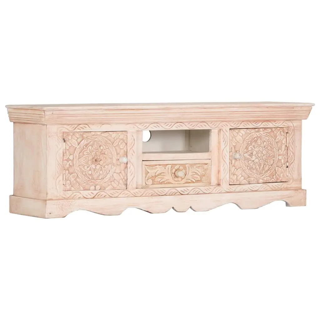 vidaXL 47.2 Inch White Solid Wood Mango TV Stand