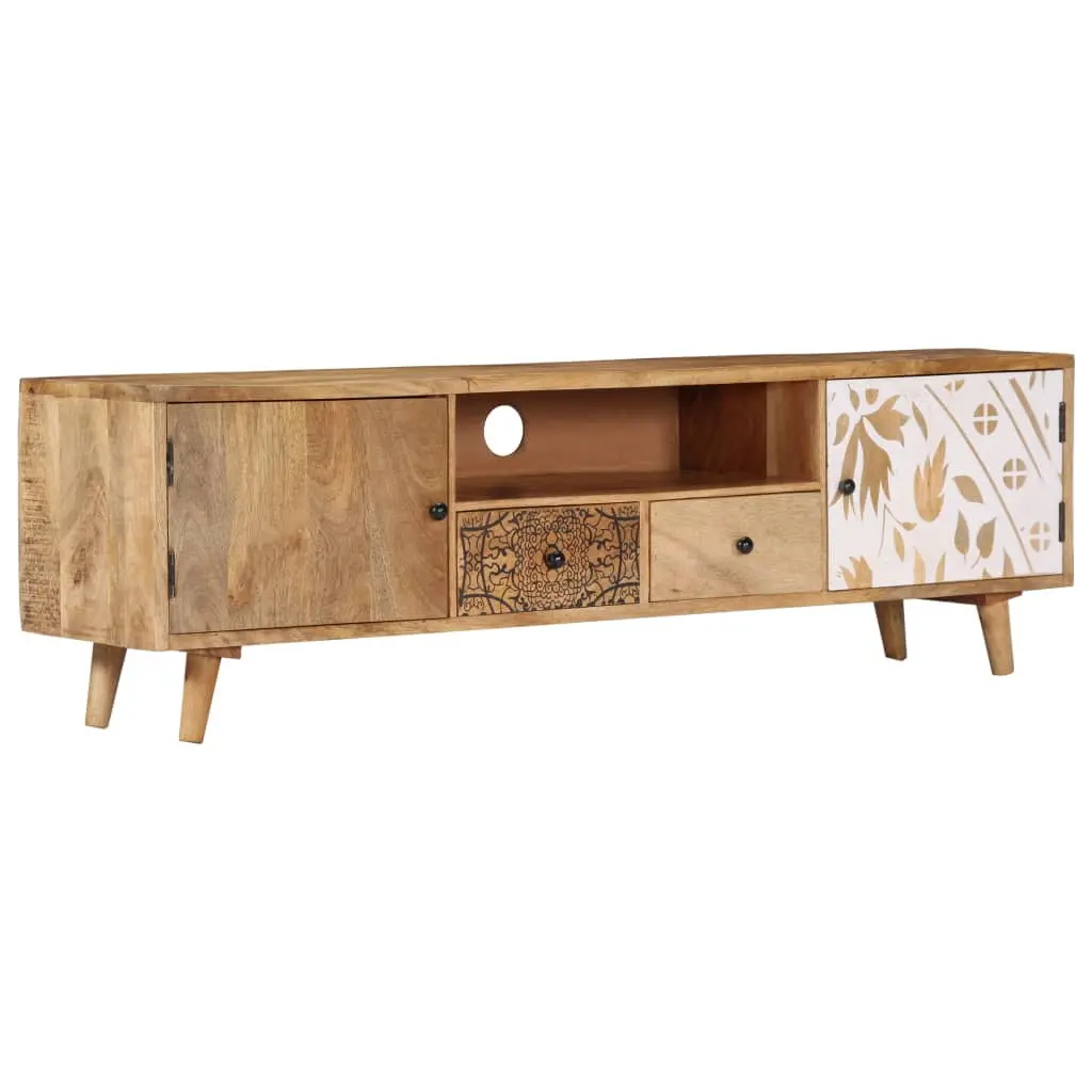 vidaXL Solid Wood Mango TV Stand 55.1x11.8x15.7 Inches Living Room