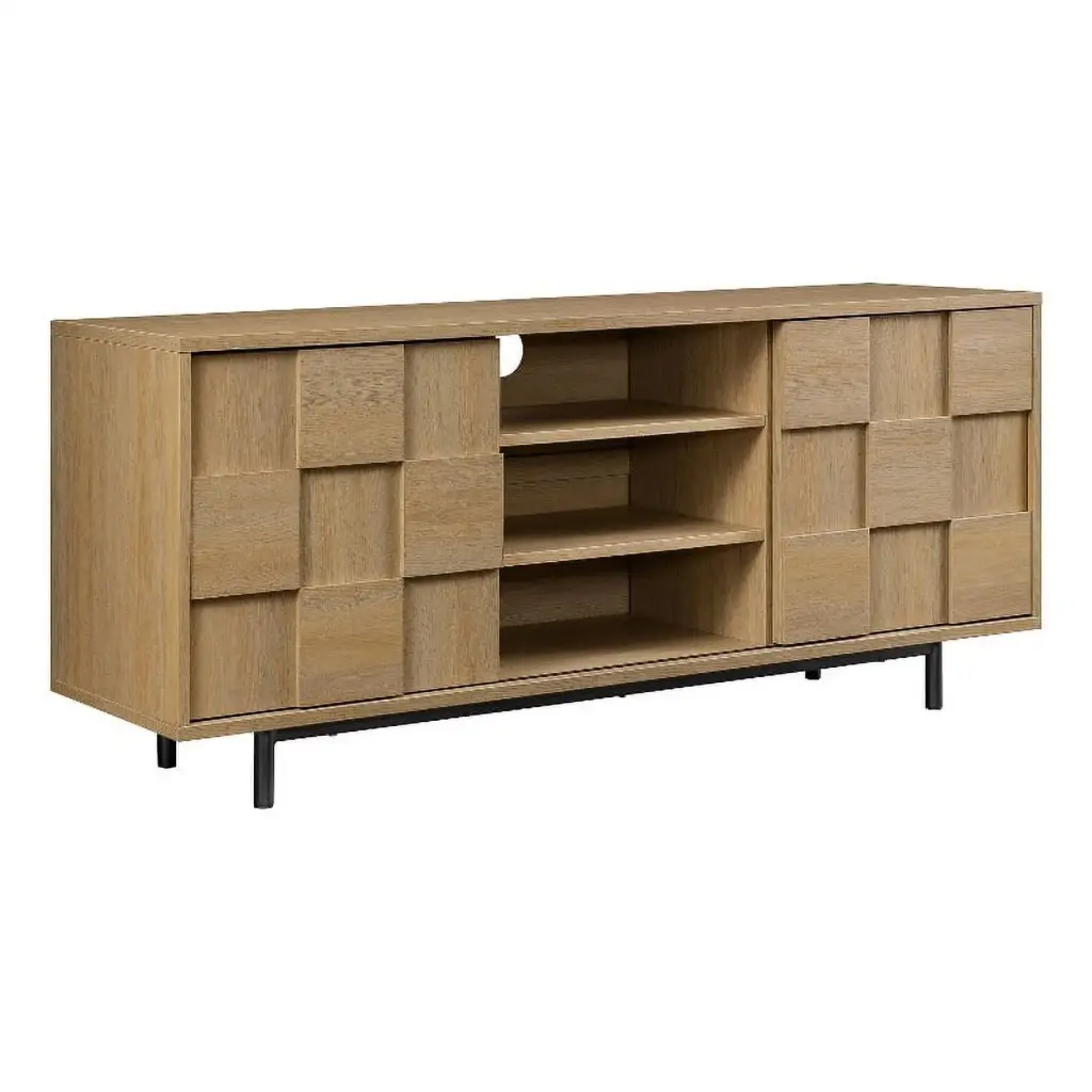 54.7 CHESKI Wood TV Cabinet TVs up to 55 Inches Oak Finish Walker Edison