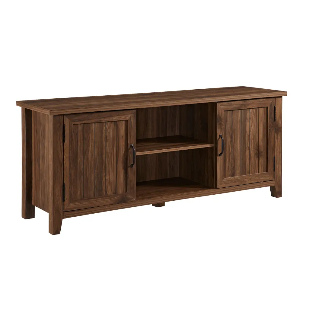 Classic Grooved Door TV Stand TVs Up to 65 Inches Dark Walnut Dark Brown walker edison