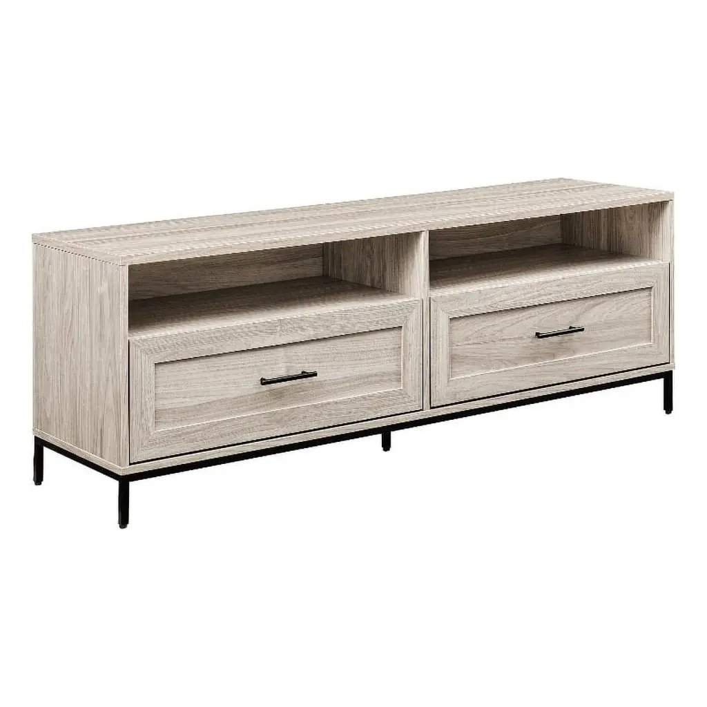 58 Inch Contemporary 2-Drawer Wood TV Console Birch and Black Walker Edison
