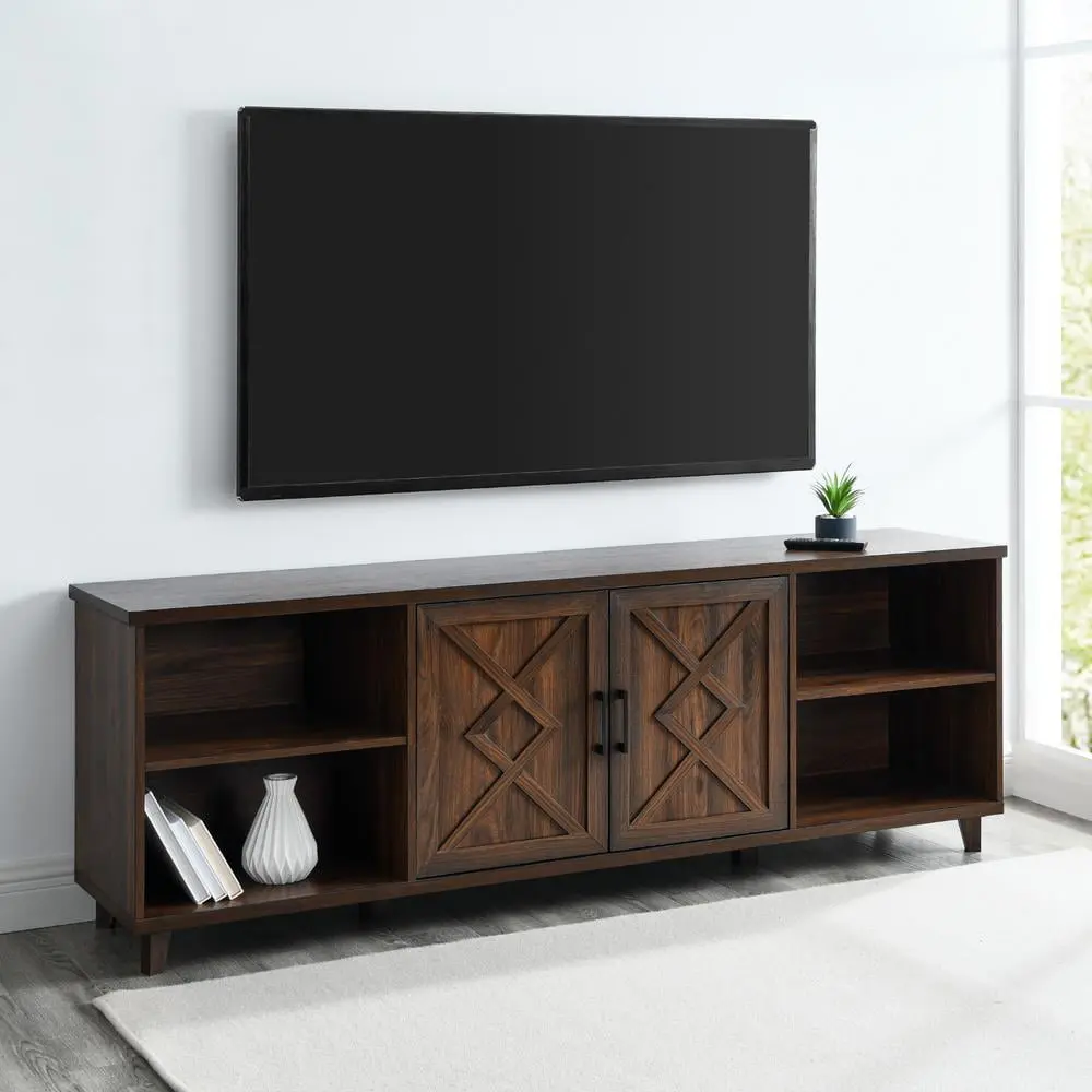 Walker Edison Classic Detailed Door TV Stand TVs up to 80 Dark Walnut
