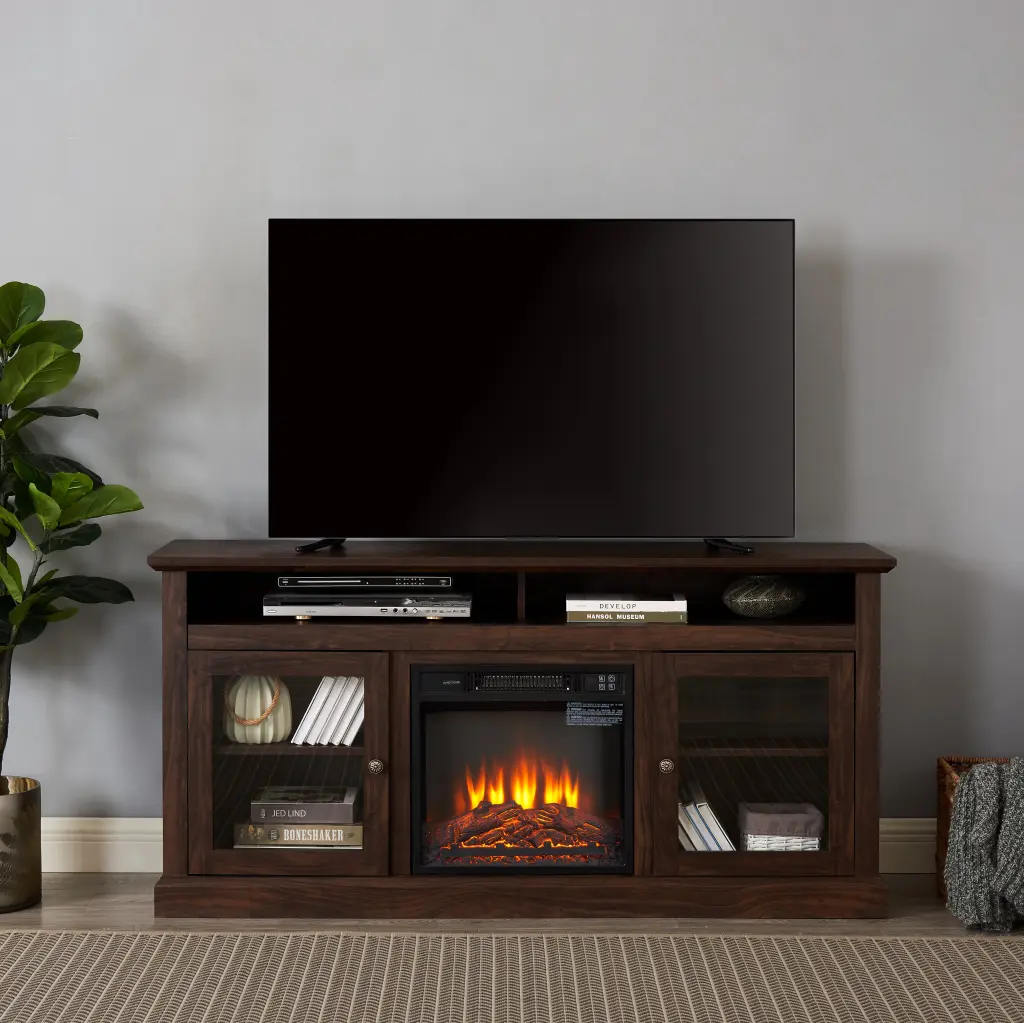 Modern TV Stand Entertainment Console 18 Inch Fireplace and Storage wande furniture