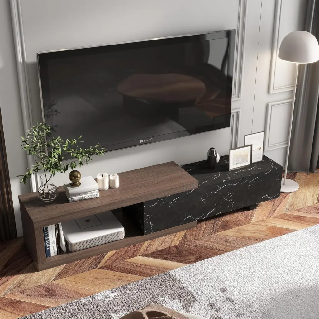 Vivvoo 71 Inch TV Stand Console Table 2 Storage Drawers and Shelves TVs up to 95 Inches Wesome