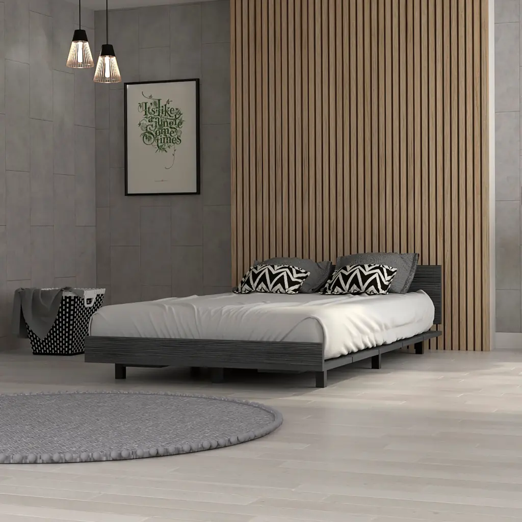 Nimmo Twin Bed Frame - Smokey Oak Twin Gray Particle Board furniture max