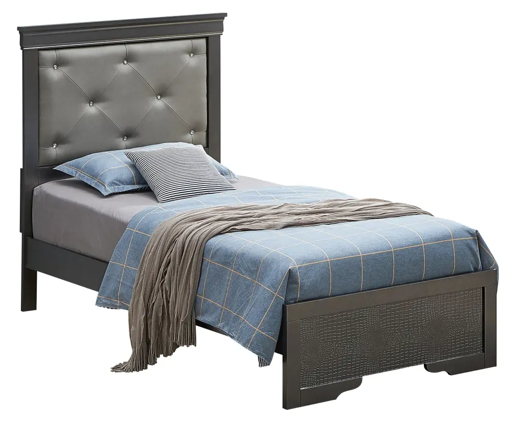 Lorana G6502B Twin Bed Metalic Black Box Spring Required Twin Black Bed Frame glory furniture
