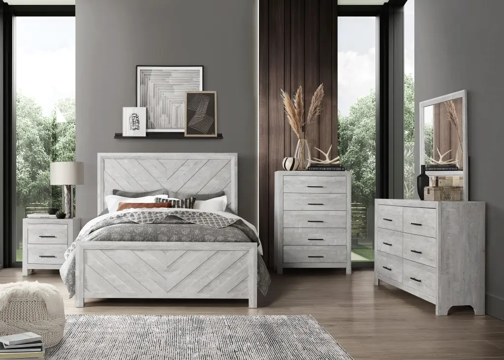 Twin 5 Piece Modern Storage Bedroom Set Gray Wood Box Spring galaxy home furnishings