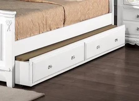 Flora Trundle Twin Bed White Finish BD01646 White Timber acme onsite store