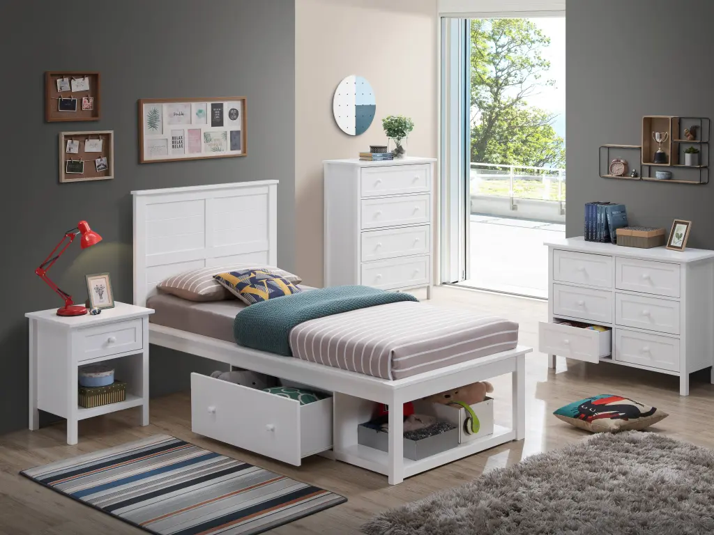 Lolanda Twin Bed White Finish Solid Wood and MDF Bd00649T acme onsite store