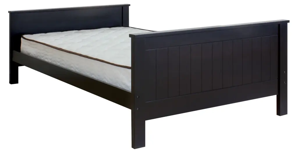 Black Twin Panel Bed Slat and Headboard No Box Spring Required furniture max