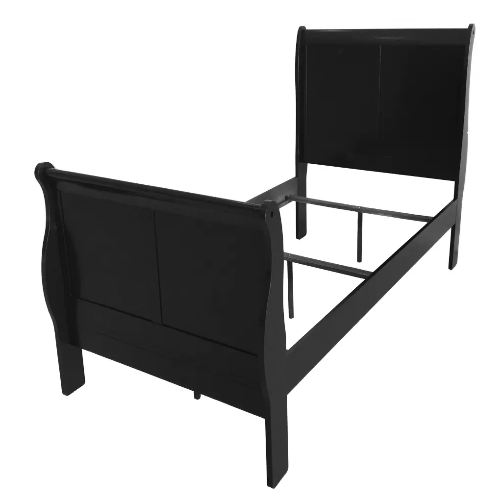 Black Twin Sleigh Bed Box Spring Required Timber Bedroom Traditional furniture max