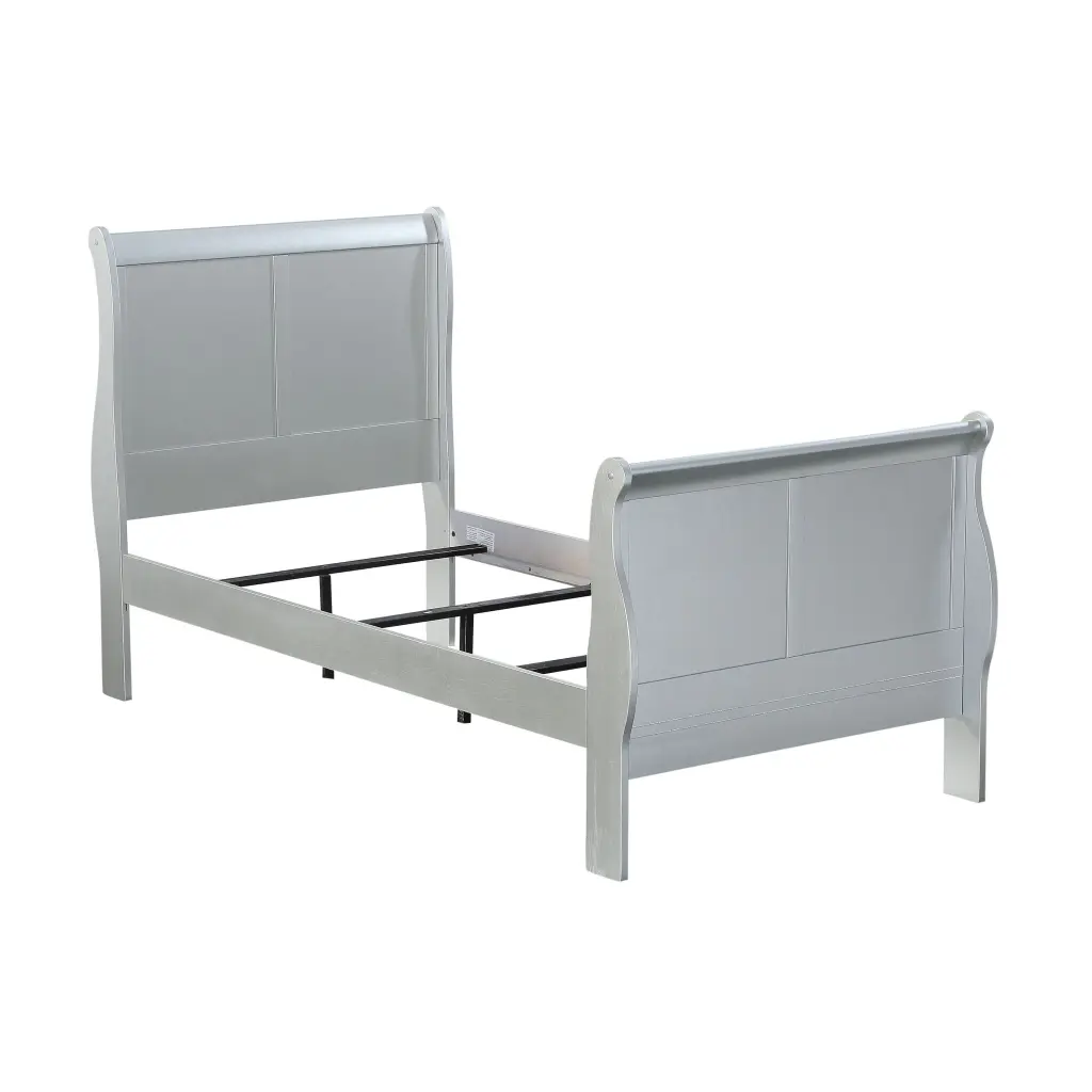 Platinum Twin Sleigh Bed Box Spring Required - White Timber Casual Bedroom Furniture furniture max
