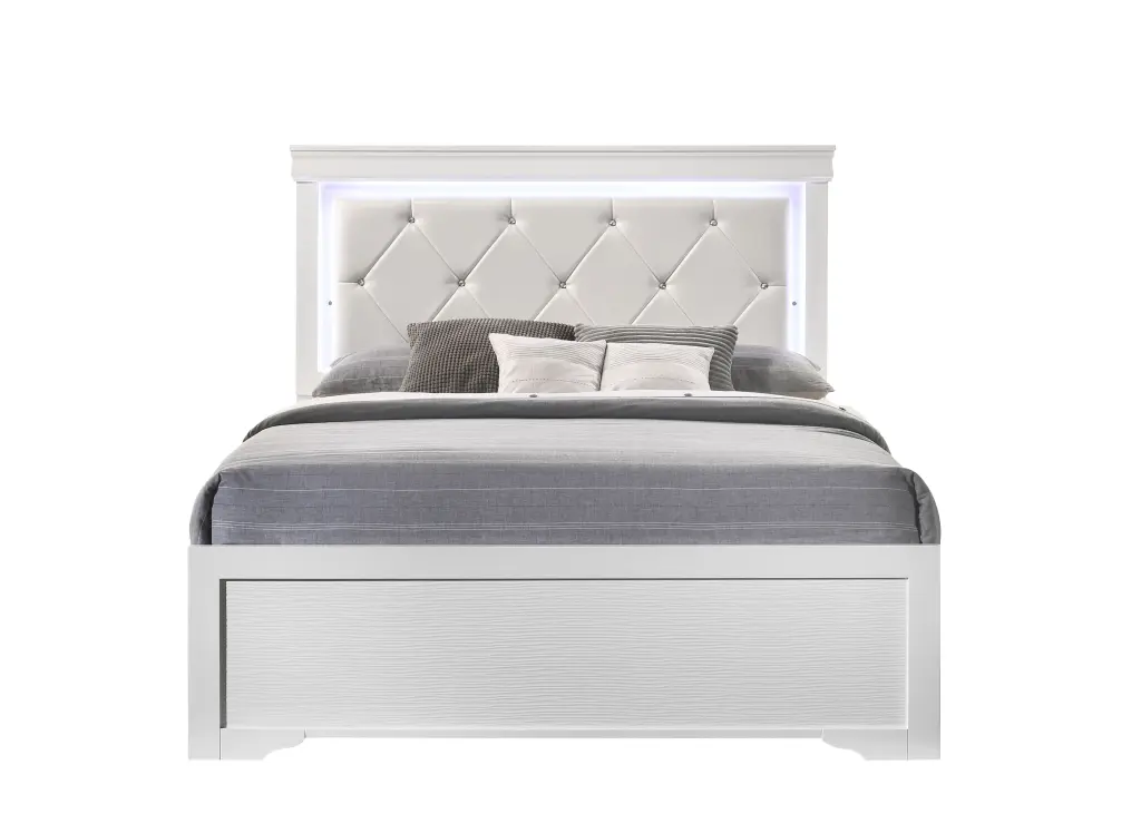 Modern Brooklyn Twin LED Bed Wood Frame and White Box Spring - Space Saving Design galaxy home furnishings