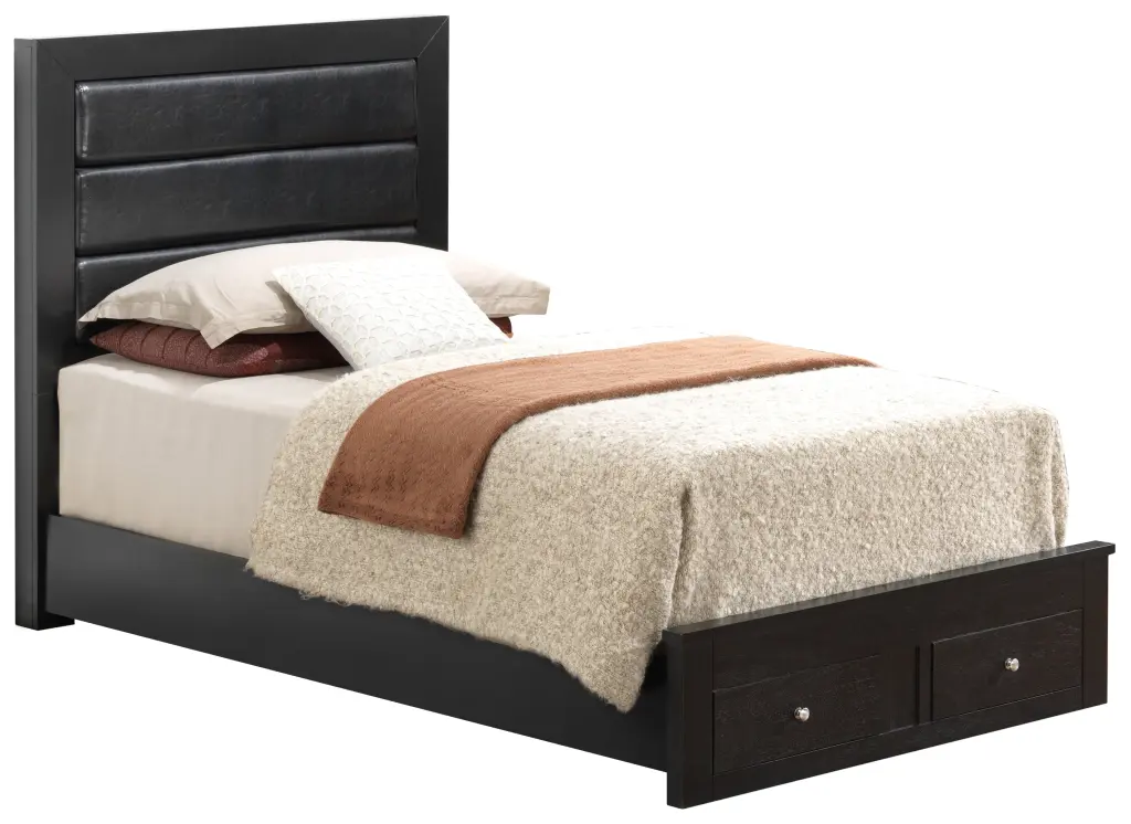 Burlington G2450C Twin Storage Bed Black Finish, No Box Spring Required glory furniture