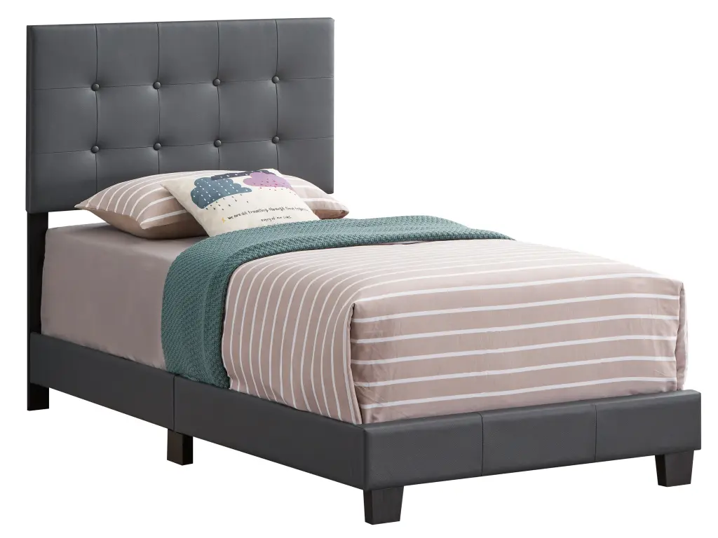 Caldwell G1306 TB Up Twin Bed Dark Grey Foam PU Mattress glory furniture