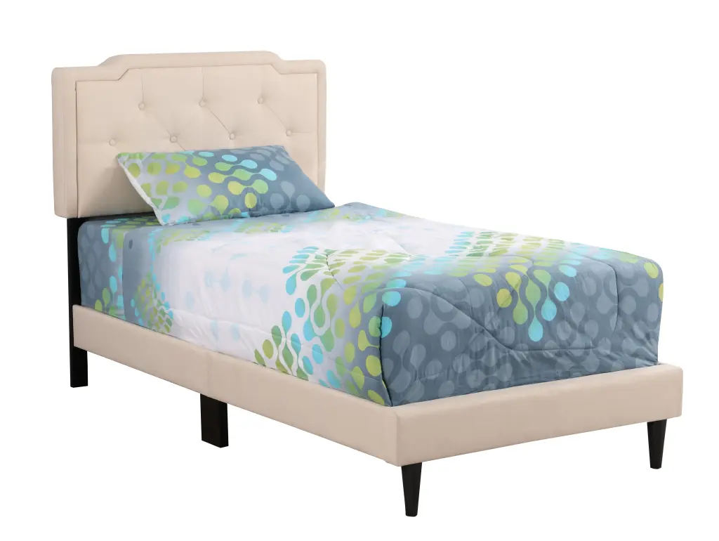 Charming Beige Twin Bed Comfortable Foam Fabric Upholstery Cozy Sleep glory furniture