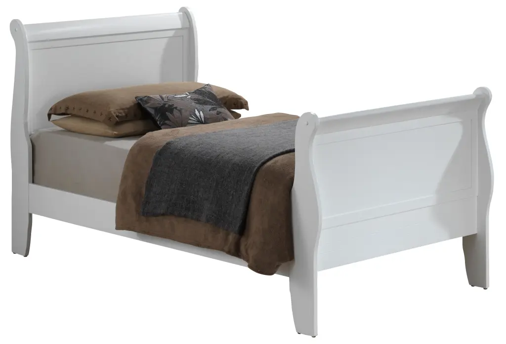 Charming Traditional Twin Bed Pristine White Particle Board glory furniture