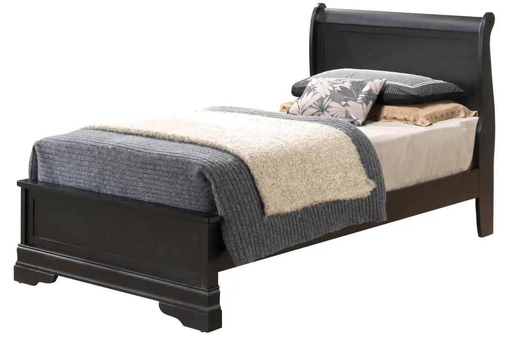 Classic Black Twin Bed Timeless Elegance Black Particle Board glory furniture