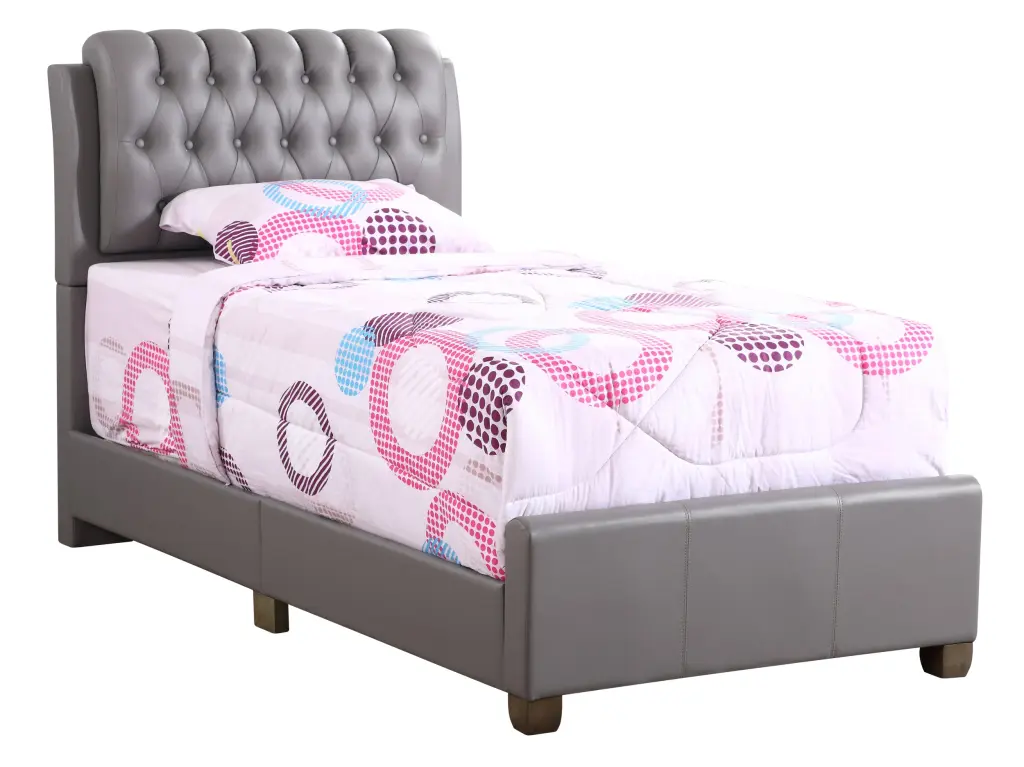 Marilla G1505C Twin Bed Light Grey Foam PU Modern Bed Frame glory furniture