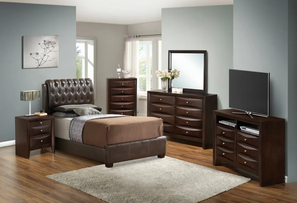 Marilla G1550C Twin Bed Dark Brown Foam PU Finish glory furniture