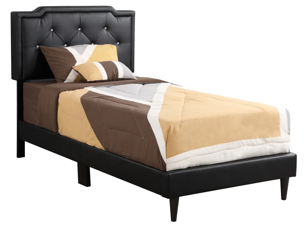 Stylish Black Twin Bed Ultimate Comfort Black Foam PU glory furniture